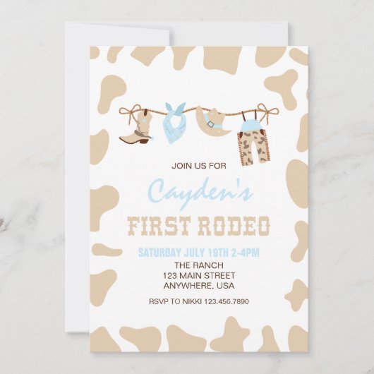 Eerste Westerne Cowboy-pastel van Rodeo 1e verjaar Kaart (Voorkant)