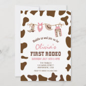 Eerste Westerne Cowboy Rodeo eerste verjaardag Inv Kaart (Voorkant)
