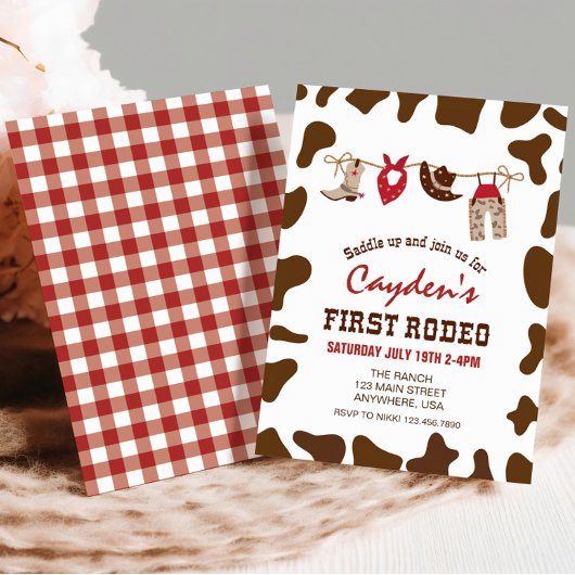 Eerste Westerne Cowboy Rodeo eerste verjaardag Inv Kaart