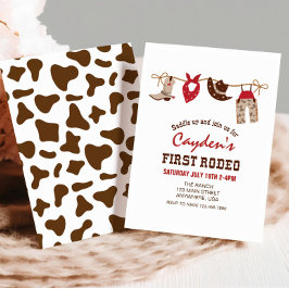 Eerste Westerne Cowboy Rodeo eerste verjaardag Inv Kaart