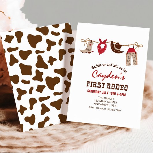 Eerste Westerne Cowboy Rodeo eerste verjaardag Inv Kaart