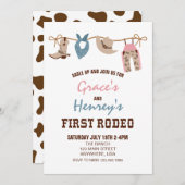 Eerste Westerne Cowboy Rodeo eerste verjaardag Inv Kaart (Voorkant / Achterkant)