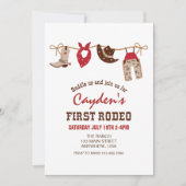 Eerste Westerne Cowboy Rodeo eerste verjaardag Inv Kaart (Voorkant)