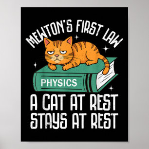 Eerste wet Grappige Kattenfysica Leraar Nerd Manne Poster