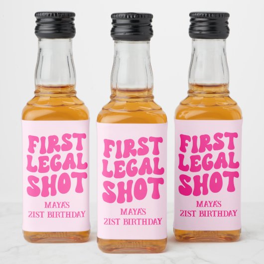 Eerste wettelijke hotline warm roze 21e verjaardag likeurfles etiket (Flessen)