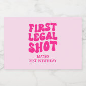 Eerste wettelijke hotline warm roze 21e verjaardag likeurfles etiket (Enkel label)