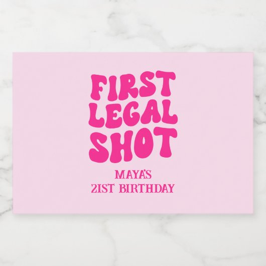 Eerste wettelijke hotline warm roze 21e verjaardag likeurfles etiket (Enkel label)