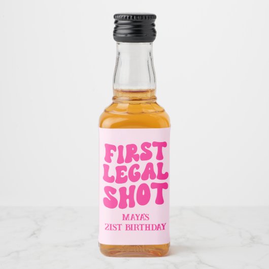 Eerste wettelijke hotline warm roze 21e verjaardag likeurfles etiket (Voorkant)