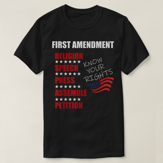 Eerste wijziging Rights Audit United States Consti T-shirt (Design voorkant)