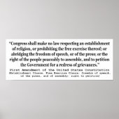 Eerste wijziging van de Amerikaanse grondwet Poster (Voorkant)