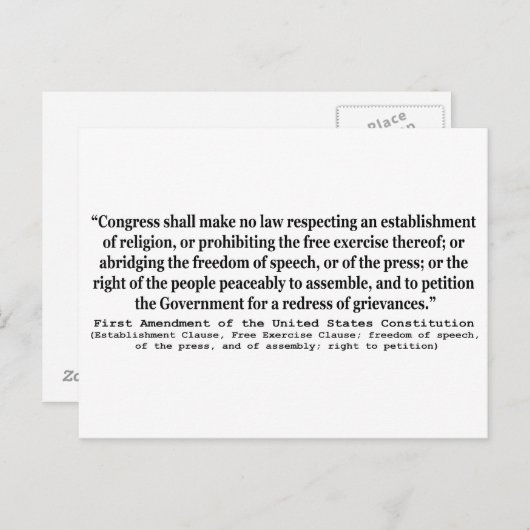 Eerste wijziging van de grondwet van de Verenigde  Briefkaart (Voorkant / Achterkant)