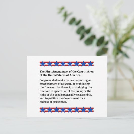 Eerste wijzigingsrecht briefkaart (Staand voorkant)