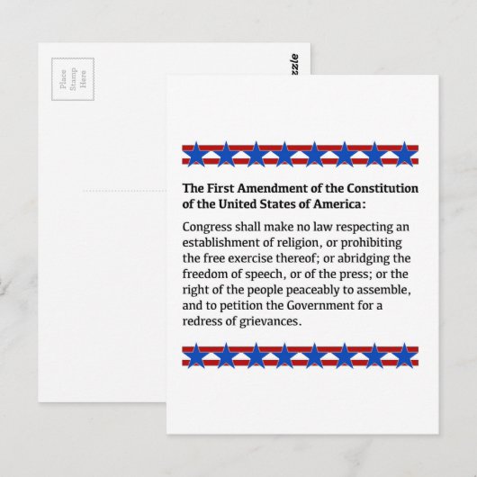 Eerste wijzigingsrecht briefkaart (Voorkant / Achterkant)