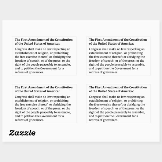 Eerste wijzigingsrecht rechthoekige sticker (Vel)