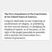 Eerste wijzigingsrecht rechthoekige sticker (Voorkant)