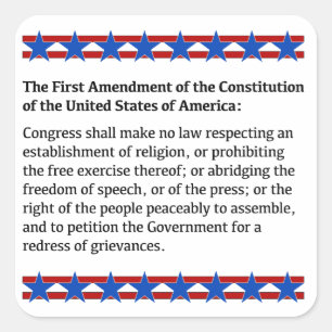 Eerste wijzigingsrecht vierkante sticker