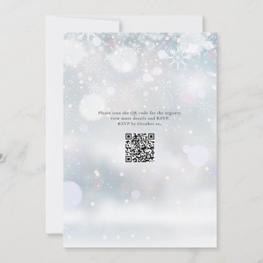 Eerste Winter Sneeuwvlokken QR Code Baby shower Kaart (Achterkant)