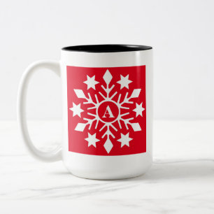 Eerste Winter Sneeuwvlokken Rode Kerst Tweekleurige Koffiemok