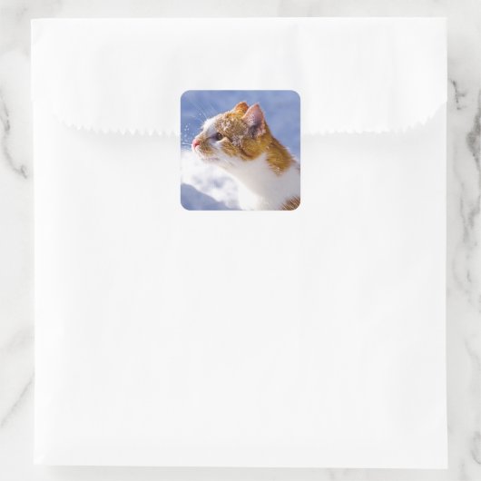 eerste winter vierkante sticker (Tas)