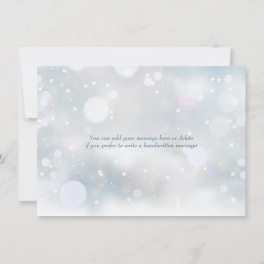 Eerste wintersneeuwvlokken bruiloft bedankkaart (Achterkant)