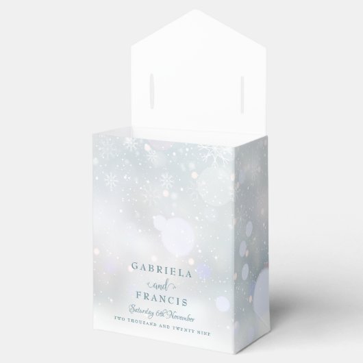 Eerste wintersneeuwvlokken Weddenschap Bedankdoosjes (Geopend)