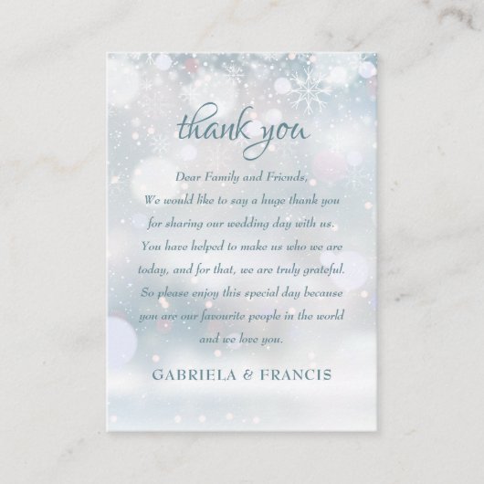 Eerste wintervlokken Trouw Dank Je Plaatskaartje (Voorkant)