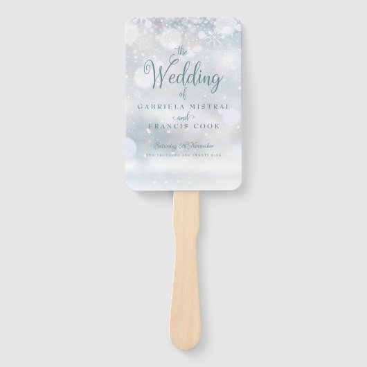 Eerste wintervlokken Trouwprogramma handventilator Handwaaier (Voorkant)