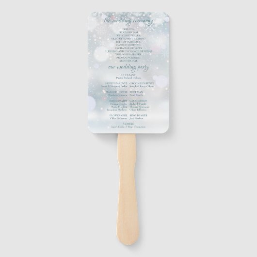 Eerste wintervlokken Trouwprogramma handventilator Handwaaier (Achterkant)