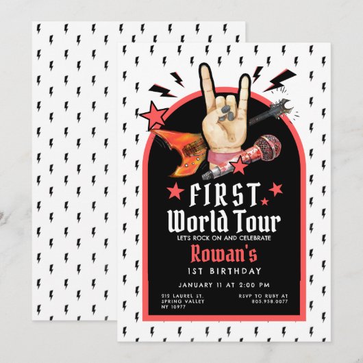 Eerste World Tour verjaardagsuitnodiging Kaart (Voorkant / Achterkant)