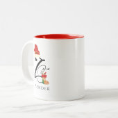 Eerste Z Naam Elegant Script Moderne Kerstmis Tweekleurige Koffiemok (Voorkant links)