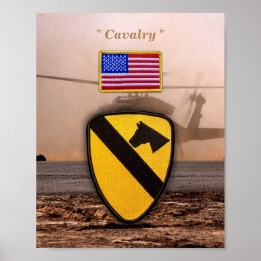 Eerste zevende Cavalry Air Cav Vetereans Vets Patc Poster (Voorkant)