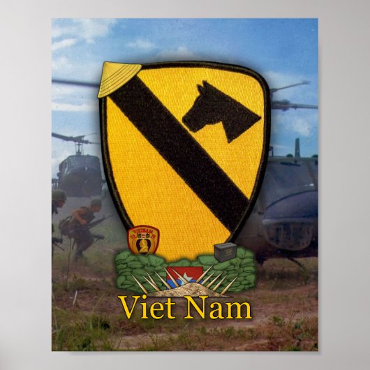 Eerste zevende Cavalry Air Cav Vietnam Nam War Pat Poster (Voorkant)