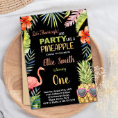 Eerste zwarte flamingo & ananas verjaardag kaart