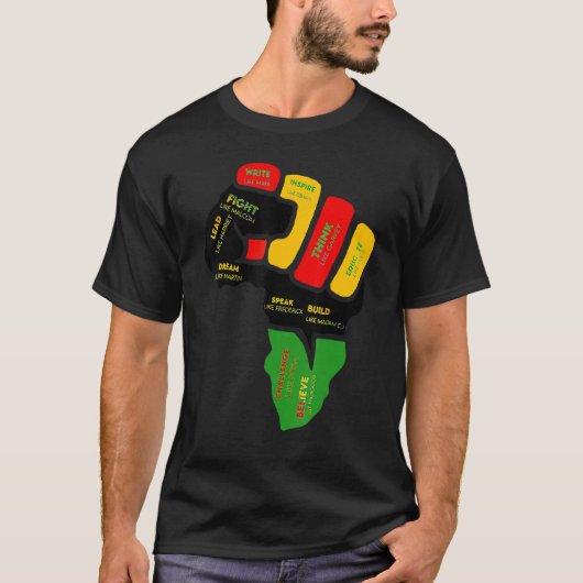 Eerste zwarte geschiedenis maand Pride Dream als M T-shirt (Voorkant)