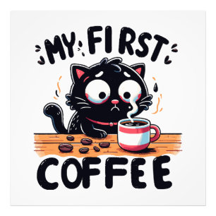 Eerste zwarte koffie avontuur foto afdruk