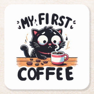 Eerste Zwarte Koffie Avontuur Kartonnen Onderzetters
