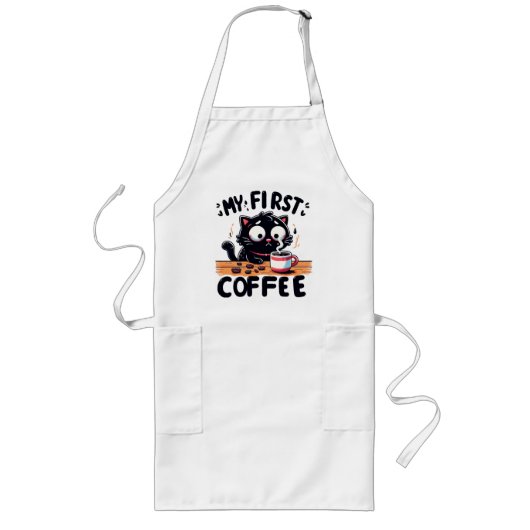 Eerste Zwarte Koffie Avontuur Lang Schort (Voorkant)