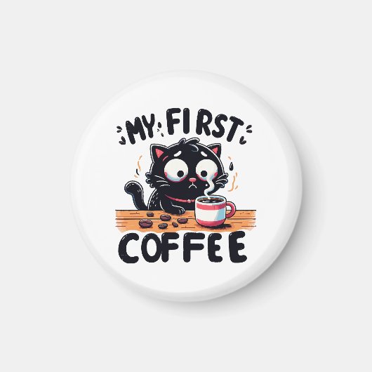 Eerste zwarte koffie avontuur magneet (Voorkant)
