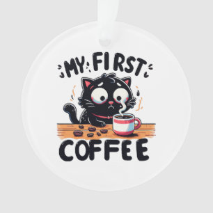 Eerste zwarte koffie avontuur ornament