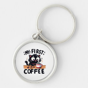 Eerste Zwarte Koffie Avontuur Sleutelhanger