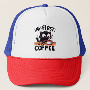 Eerste zwarte koffie avontuur trucker pet