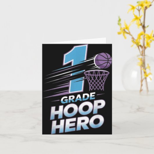 Eerstegraads Hoop Held -1e Graad Basketbal Achterk Kaart (Gele Bloem)