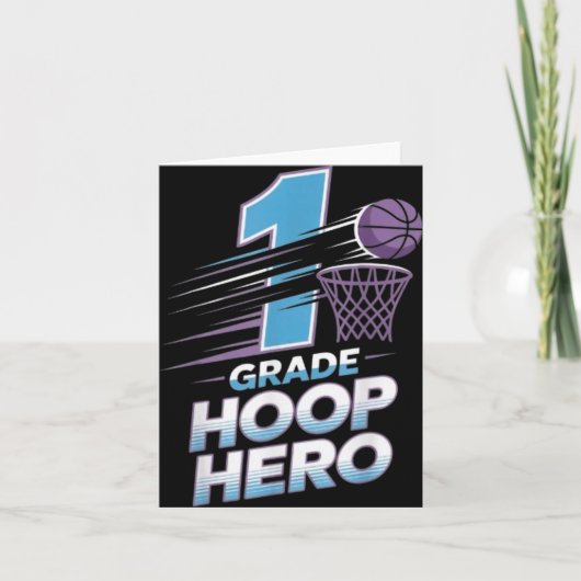 Eerstegraads Hoop Held -1e graad Basketball terug Kaart (Voorkant)