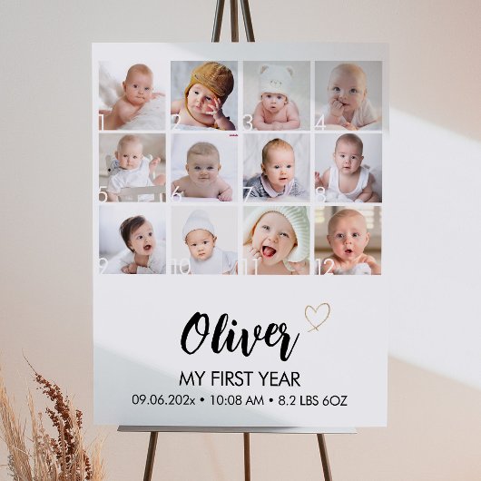 Eerstejaars mijlpaal bord voor moderne foto's poster