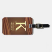 Eersteklas passagiersmonogram K bruin leer Bagagelabel (Voorkant horizontaal)