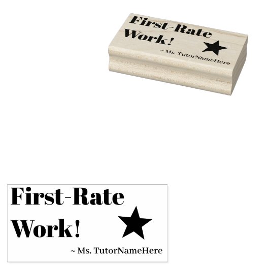 "Eersteklas werk!" + Aangepaste Tutor Naam Rubberstempel (Gestempeld)