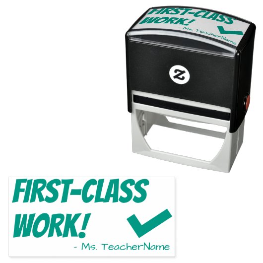 "EERSTEKLAS WERK!" Bevestiging Rubber Stamp Zelfinktende Stempel (In situ)