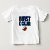 Eerstjaars Voetbal Eerste Down Navy Blauwe T-Shirt (Voorkant)