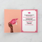 Eervol Afstuderen Roze Donkerbruine Afgestudeerde Kaart (Binnen)