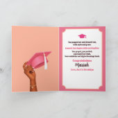 Eervol Afstuderen Roze Zwart Afstudeerfeest Kaart (Binnen)